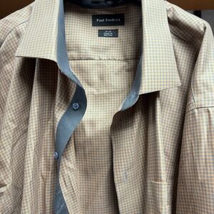 Paul Fredrick Tan and Gray Patterned Shirt